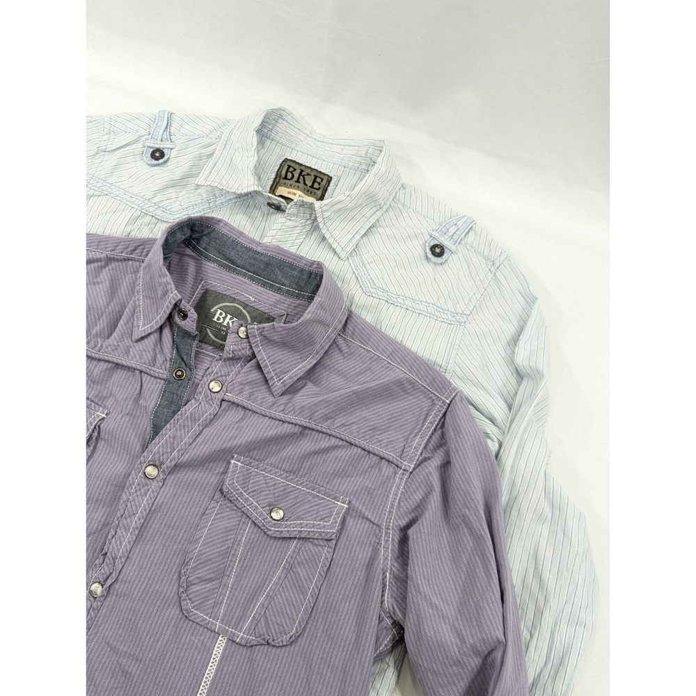2) Two BKE Buckle Medium Slim Fit 1) Button Front 1) Pearl Snap Cotton Shirt